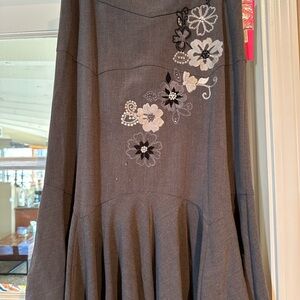 Sunny Leigh Charcoal Floral A-Line Skirt